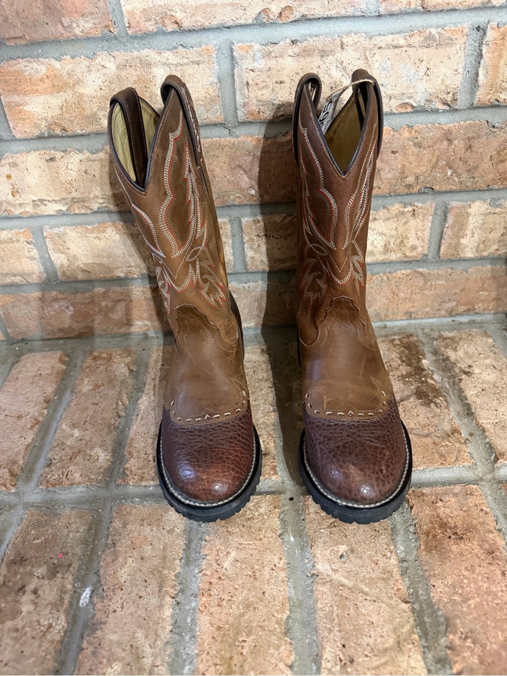 Tony Lama Two-Tone Brown Western Heeled Boots